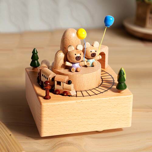 音乐盒木制创意八音盒旋转木马女孩跳芭蕾家居摆件工艺品生日礼品