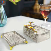 高档轻奢纸巾盒客厅家用创意纸抽盒美式 玻璃电镀琥珀色抽纸收纳盒