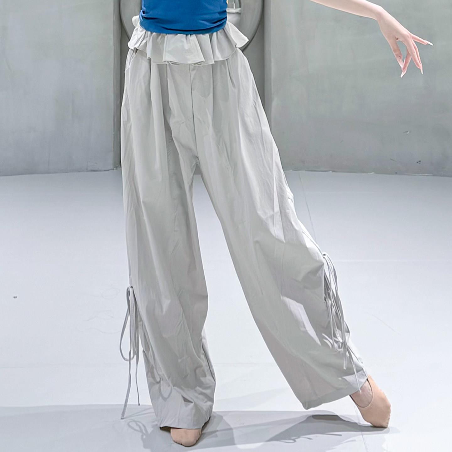 现代舞裤子女2026新款花苞弯刀裤侧边抽绳形体练功服古典舞阔腿裤