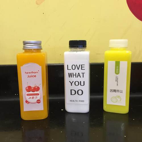 400 500饮料瓶方形果汁瓶一次性塑料瓶子透明奶茶瓶