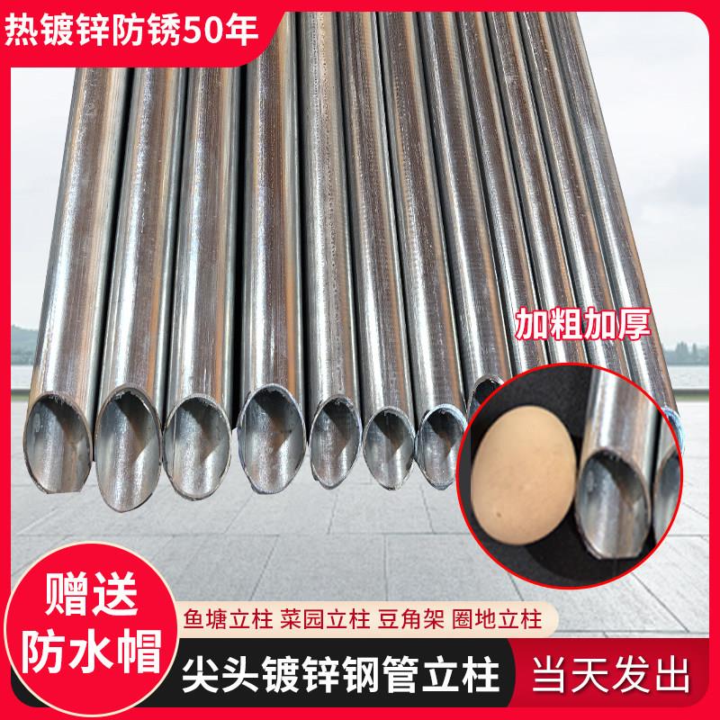 加厚围栏立柱杆热镀锌钢管圆管方管三角铁不锈钢支撑杆爬藤架地桩图片
