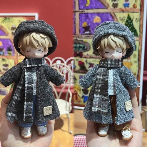 韩国欧巴秋冬毛呢大衣ob11娃衣8分12分bjd换装阿巳体ymy-gsc衣服