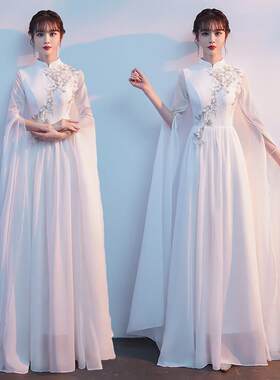 合唱队大合唱礼服女长裙中国风古筝演出服装成人气质合唱团表演服