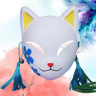 跨境狐狸面具全脸萤火之森动漫cos面具女日式二次元铃铛古风面具
