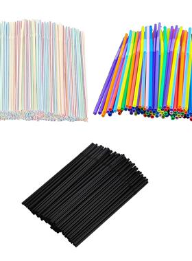 100-1500PCS Colorful&Black Flexible Plastic Drinking Straws