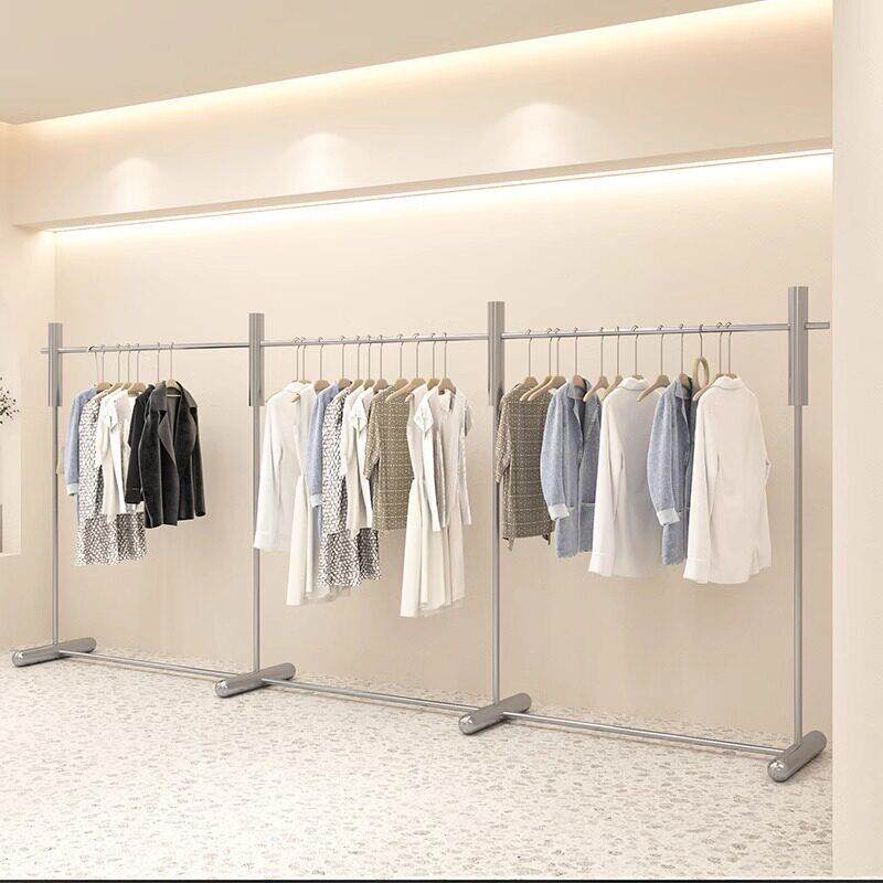 简约服装店展示架落地网红装饰女装童装挂衣架不锈钢晾凉衣杆货架