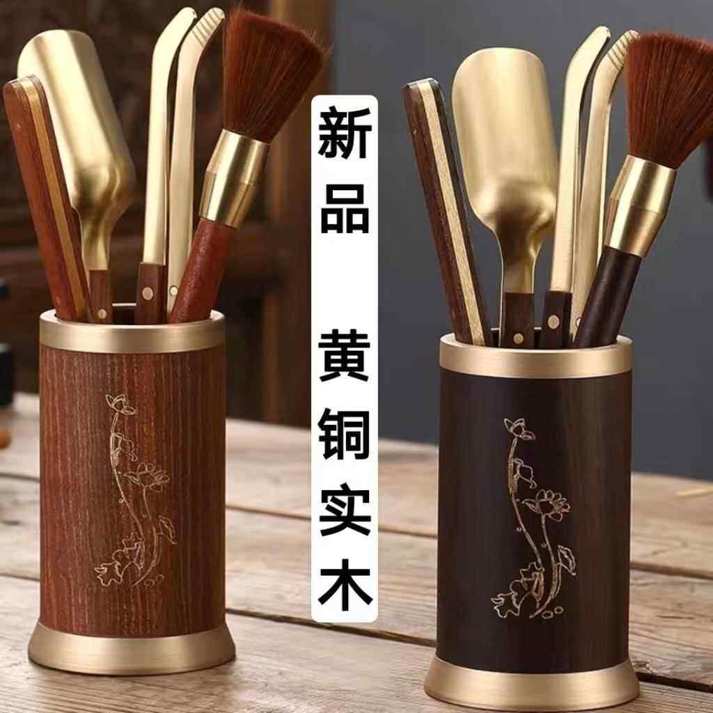 黑檀木茶道六君子套装实用功夫茶具配件泡茶工具茶夹茶勺茶刀茶笔