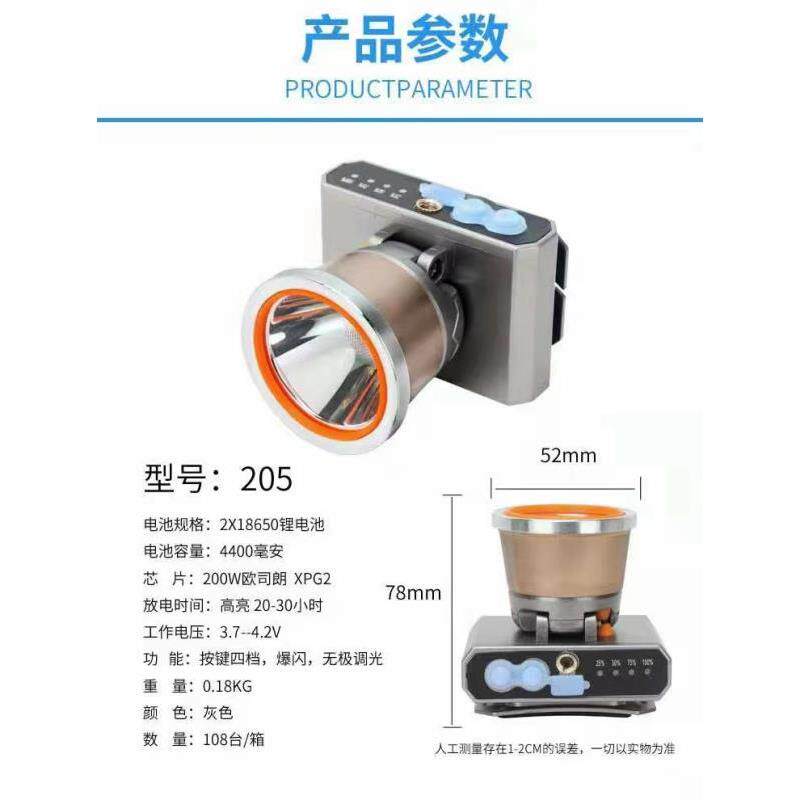 高档雅纳LED强光头灯充电式超亮远射外头戴钓鱼灯筒铝电合金1户00