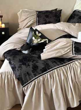 法古式复花边寝具超柔36503贴身气床品纯棉水洗棉四件套床单床透