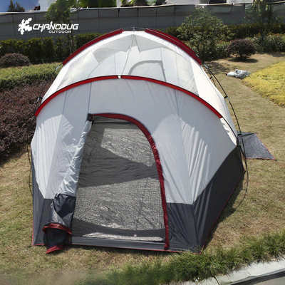 双层防风多吉-夏杆两室5人多诺野营人8防暴大帐篷雨一厅玻家庭