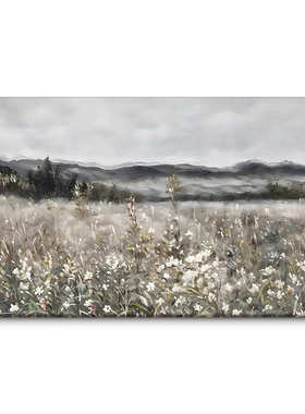 墙壁源头装饰画花田手绘复古工厂田园村野盈直销浩风景油画农舍乡