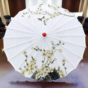 杏雨梨云加布袋古风花瓣流苏伞女绸布拍照汉服伞道具舞蹈伞古典