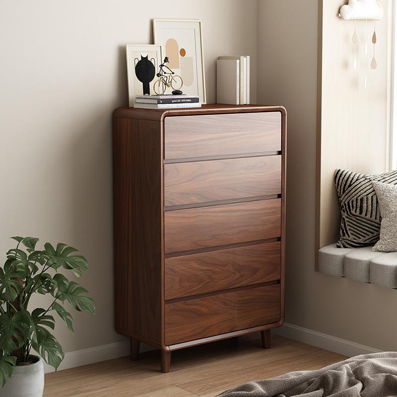 新中式五斗柜卧室靠墙立柜储物收纳柜客厅实木斗柜美式复古五斗橱