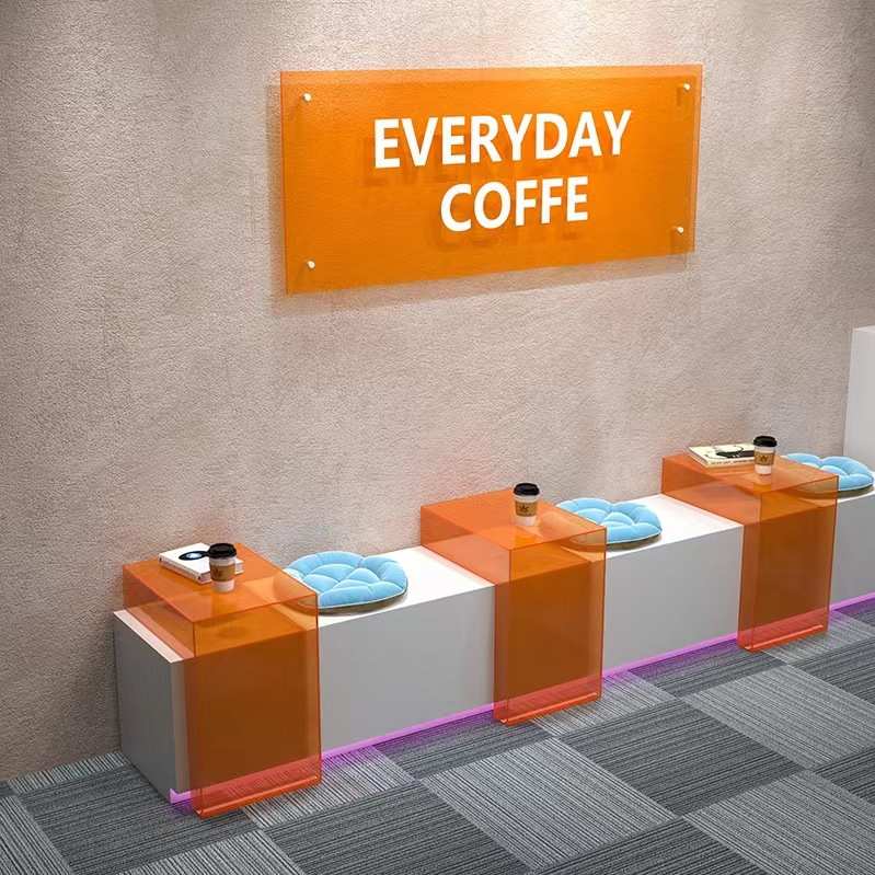 亚克力板彩色透明L型展示台产品陈列置物展示架吧台装饰道具盒子