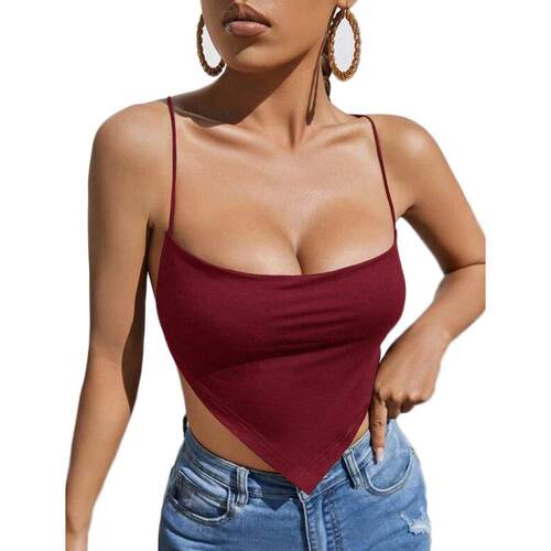 Women'S Solid Color Basic Criss Cross Tie Back Crop Bandeau