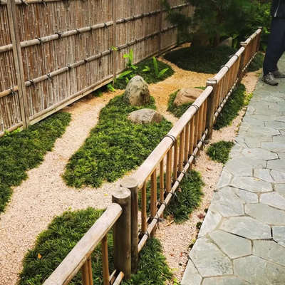 日式庭院竹围栏花园装饰竹栏杆竹艺屏风小栅栏护栏禅意枯山石围边