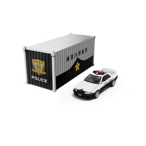 时光TimeMicro1:64 尼桑GTR R32日式警车套装仿真合金汽车模型