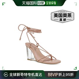 wild pairSANTEAGO 女式露趾休闲坡跟鞋 - 裸色光滑 美国奥莱