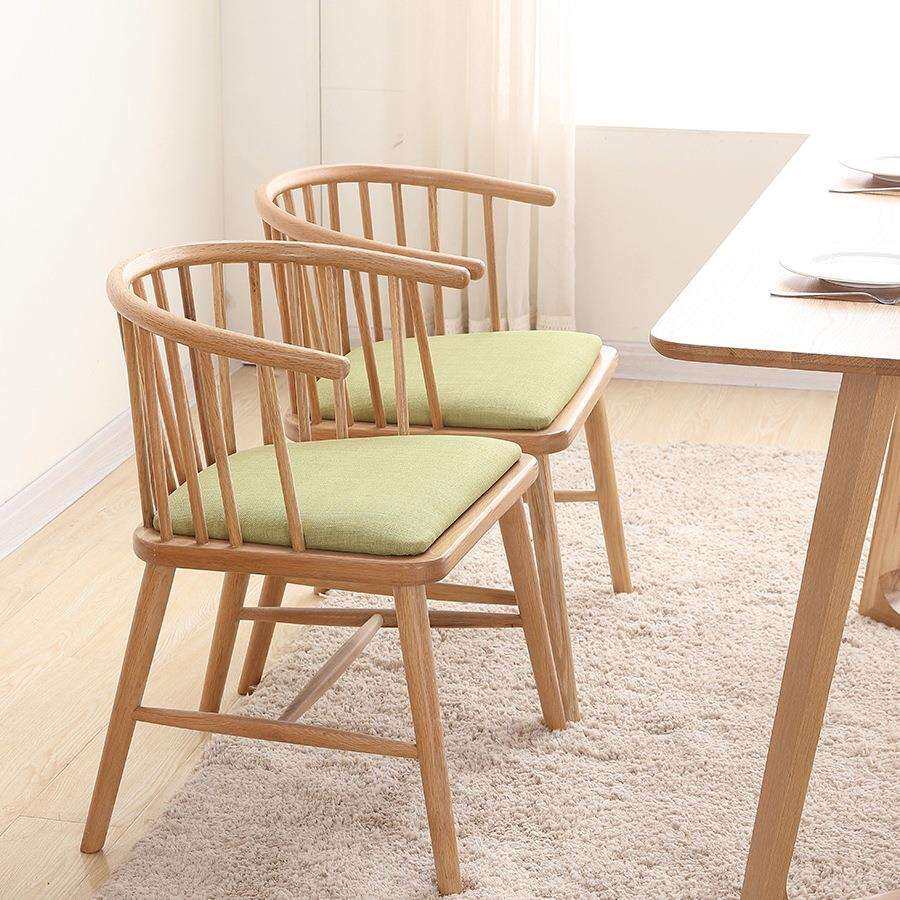 北欧实木圈椅白橡木餐椅温莎椅公主单人扶手太师休闲书桌轻奢民w&