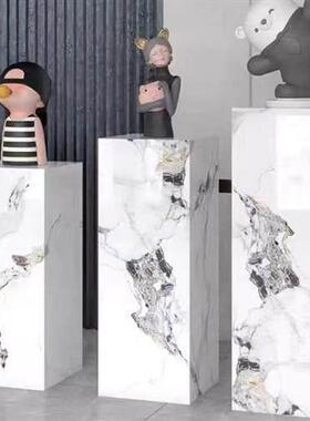 岩板花架工艺装饰品雕塑展示台别墅新房家居客厅定制底座落地摆件