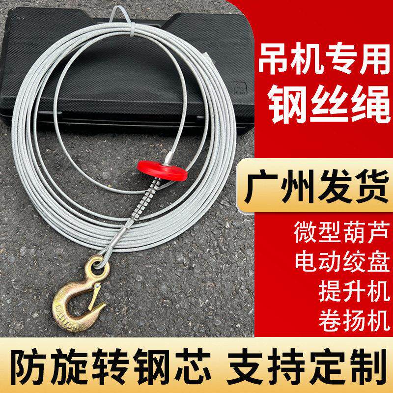 小吊机微型电动吊车钢丝绳提升机家用卷扬机专用配件钢芯防旋转