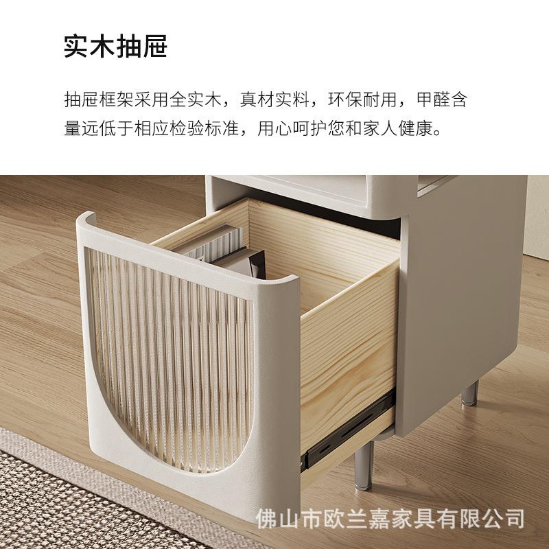 轻奢网红实木简床柜奶油白色窄床边风柜风现s010代约实木小型置物