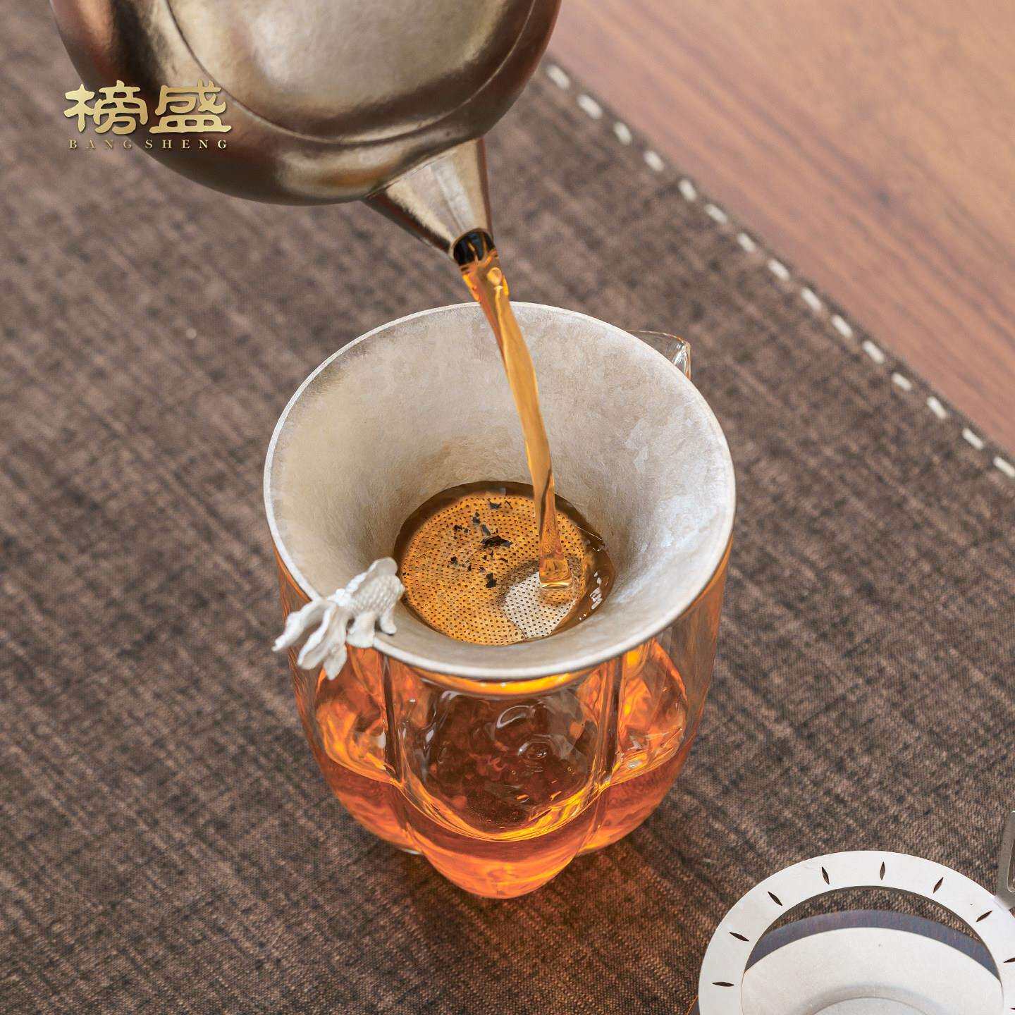 榜盛纯钛锦鲤茶过漏PBB滤茶器单个档高功夫茶茶具配件超细滤网茶