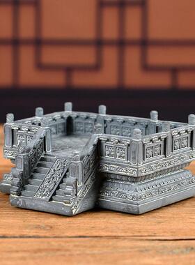 创意中式古典建筑模型台基微景观造景装饰品摆件桌面收纳盒名片座