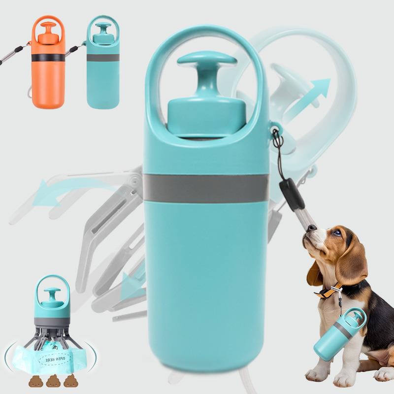 跨境新款宠物拾便器狗狗外出便携六爪铲屎夹屎器捡屎垃圾袋分配器