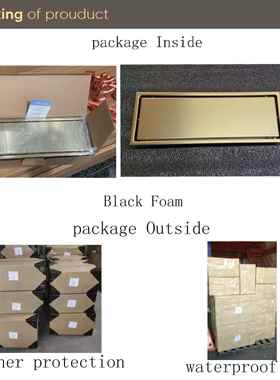 哑黑色HIDL130隐形300mm地长漏04不地锈钢长方形浴室防臭防虫漏H3