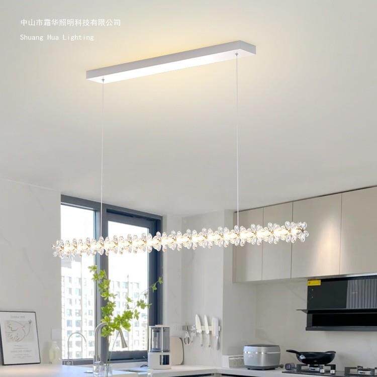 餐厅吊灯北欧创意个性水晶花型吧台温馨简约现代线条餐桌中山灯具