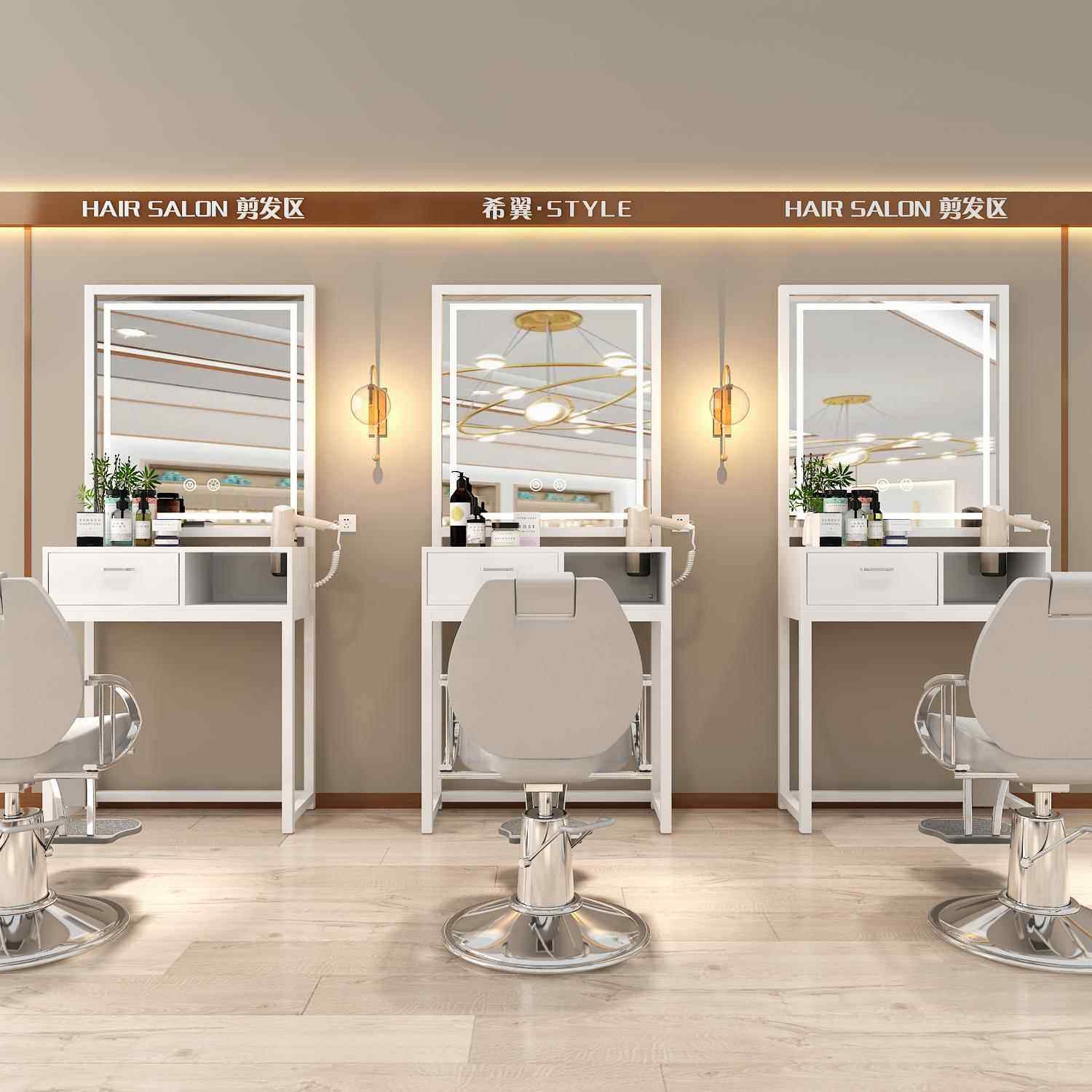 网红理发店单双面镜台美发店带灯镜子发廊专用带柜子一体剪发镜子,商业/办公家具,理发镜台,淘宝优惠券,粉丝福利购,淘宝优惠卷