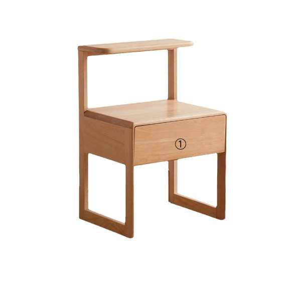 实木床头柜北欧榉木卧室落地置物架家用多功能床头柜轻奢高级感