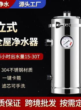 不锈钢全屋净水器立式款大流量卡箍机PVDF手洗膜过滤器家用过滤