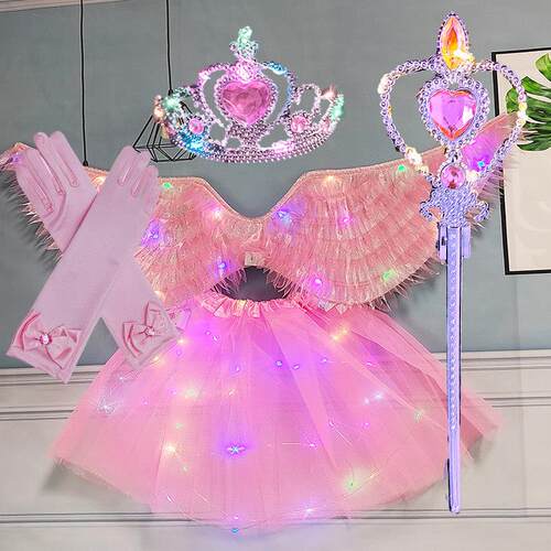 发光天使翅膀小女孩蝴蝶背饰闪光玩具奇妙仙子魔法棒花仙子五件套
