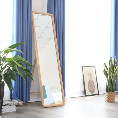 北欧实木穿衣镜全身落地镜子家用落地壁挂镜卧室服装店试衣镜