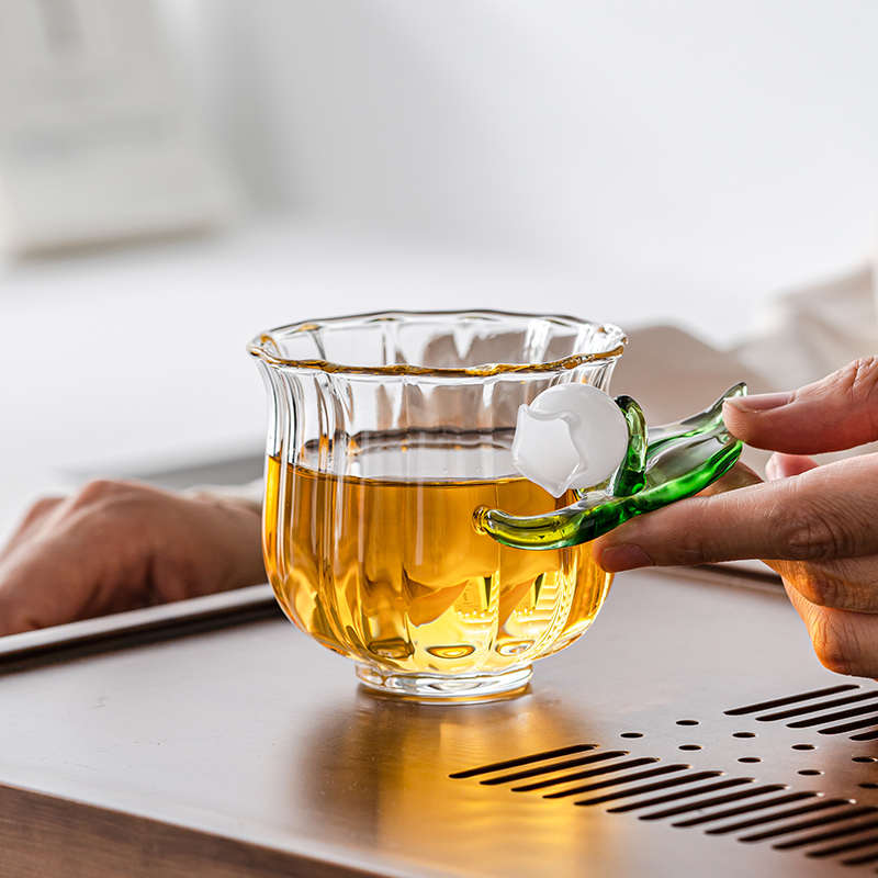 铃兰杯带把玻璃花茶杯杯子小茶杯耐高温茶具茶杯女士精致玻璃杯子