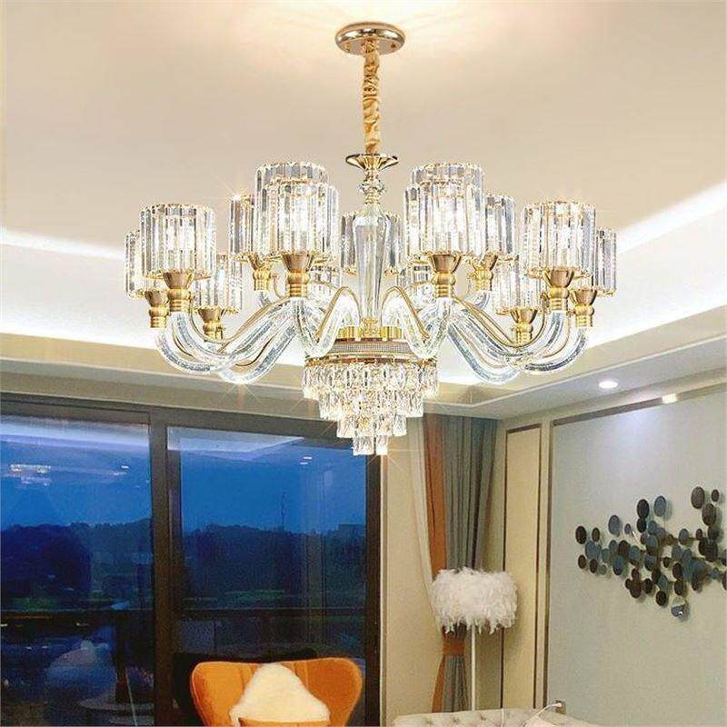 新款欧式客厅吊灯简欧卧室灯灯臂发光灯具轻奢水晶家用豪华大气灯