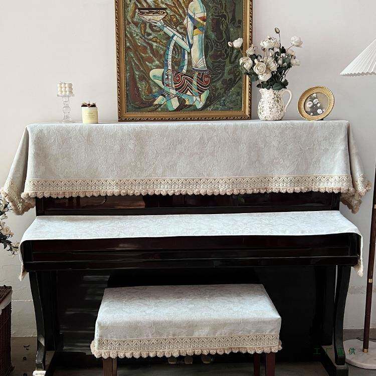 新款钢琴罩防尘全半罩现代简轻F98TMH78琴奢琴套法式钢盖布巾美式