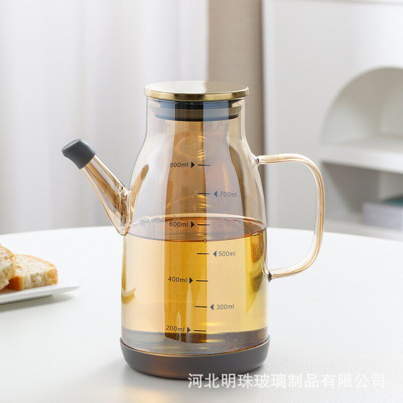 油壶家用不漏油玻璃油瓶带刻度厨房调味料装酱油防漏小醋瓶大油罐