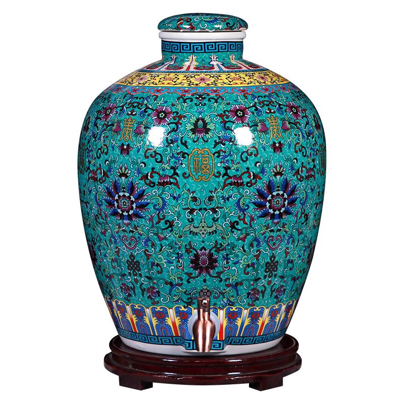 景德镇陶瓷酒坛子10斤20斤30斤50斤装带龙头家用密封泡酒罐酒缸