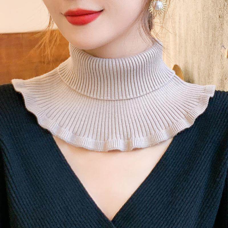 女士毛衣领套头围脖女秋冬保暖护颈椎弹力针织假领毛线高领脖套