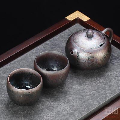 高档杯建盏快快客装杯一壶二随身茶具套便捷式旅行茶具名家陶瓷客