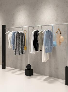 服装店展示架不锈钢黑色烤漆上墙架壁挂式男女装店货架挂衣杆架子