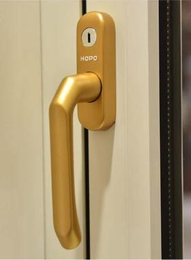 HOPO深圳好博白色黑色古铜色带锁把手方轴纱窗执手带钥匙窗户把手