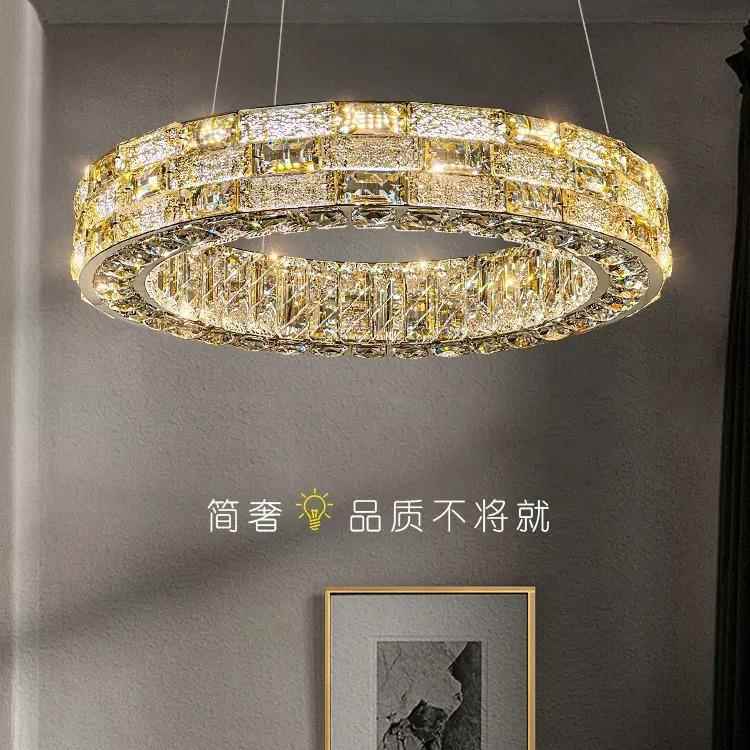 轻厅奢水晶客灯现代326简卧室餐厅灯楼梯吊灯高档大全屋约中气山