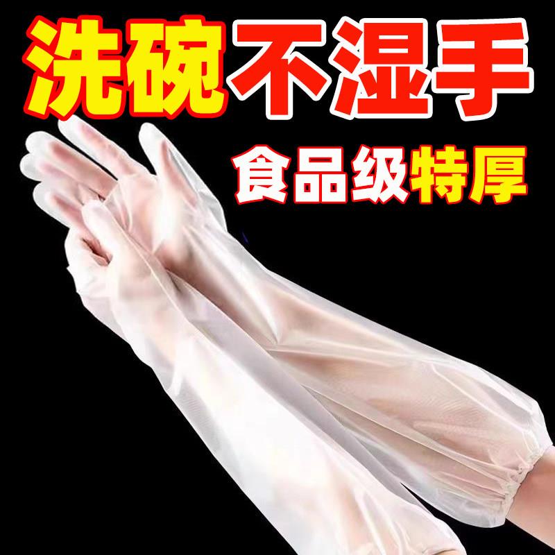 一次性CPE家务手套加长束口厨房洗碗洗衣清洁防水油食品级长袖