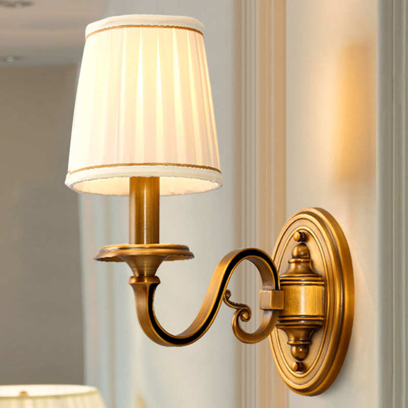 美式高端简约壁灯走廊轻奢卧室床头灯电视古铜色led全铜墙灯