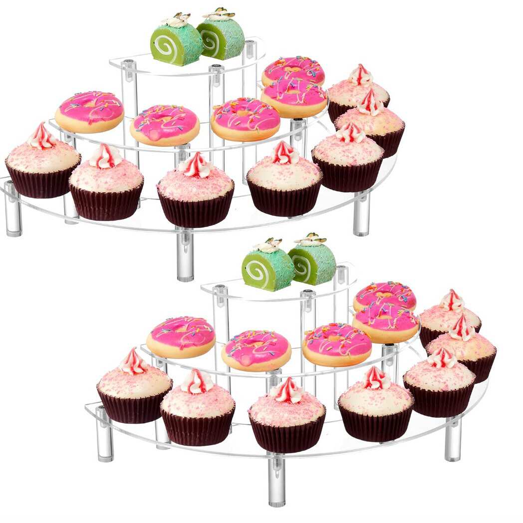 亚克力蛋糕展示架多层弧形甜品台首饰化妆品置物架手办陈列架