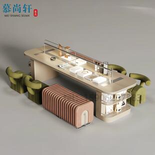 图书馆阅读桌带灯酒店大堂架空层会议长桌休闲接待区读书会阅览桌